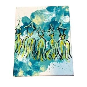 Handmade 8x10 Green & Yellow Wall Art Fashion Dress  Graphic Wall Art